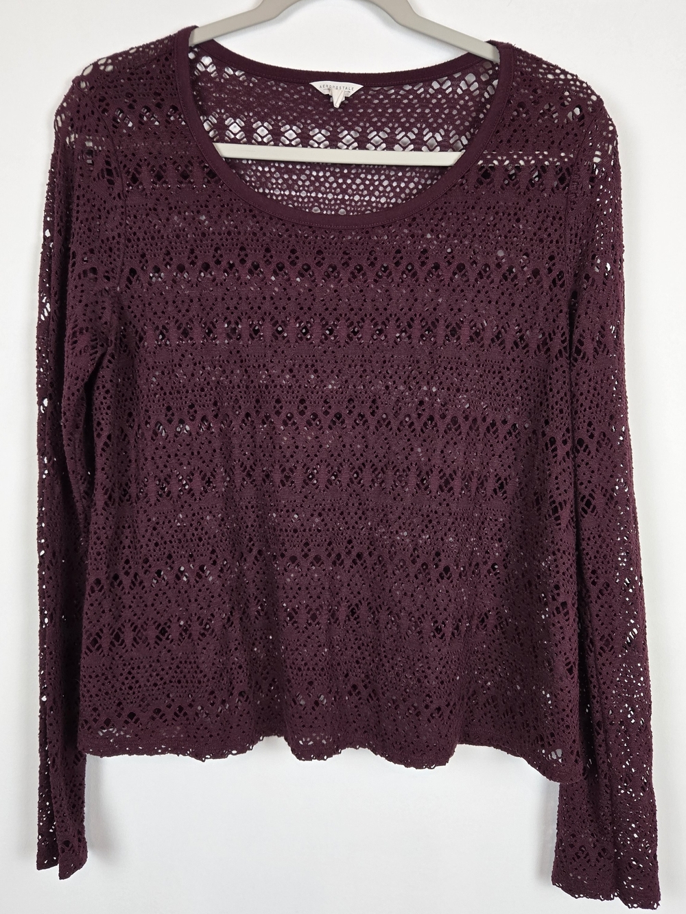 Aeropostale Plum Burgundy Crochet Long-Sleeve Top
